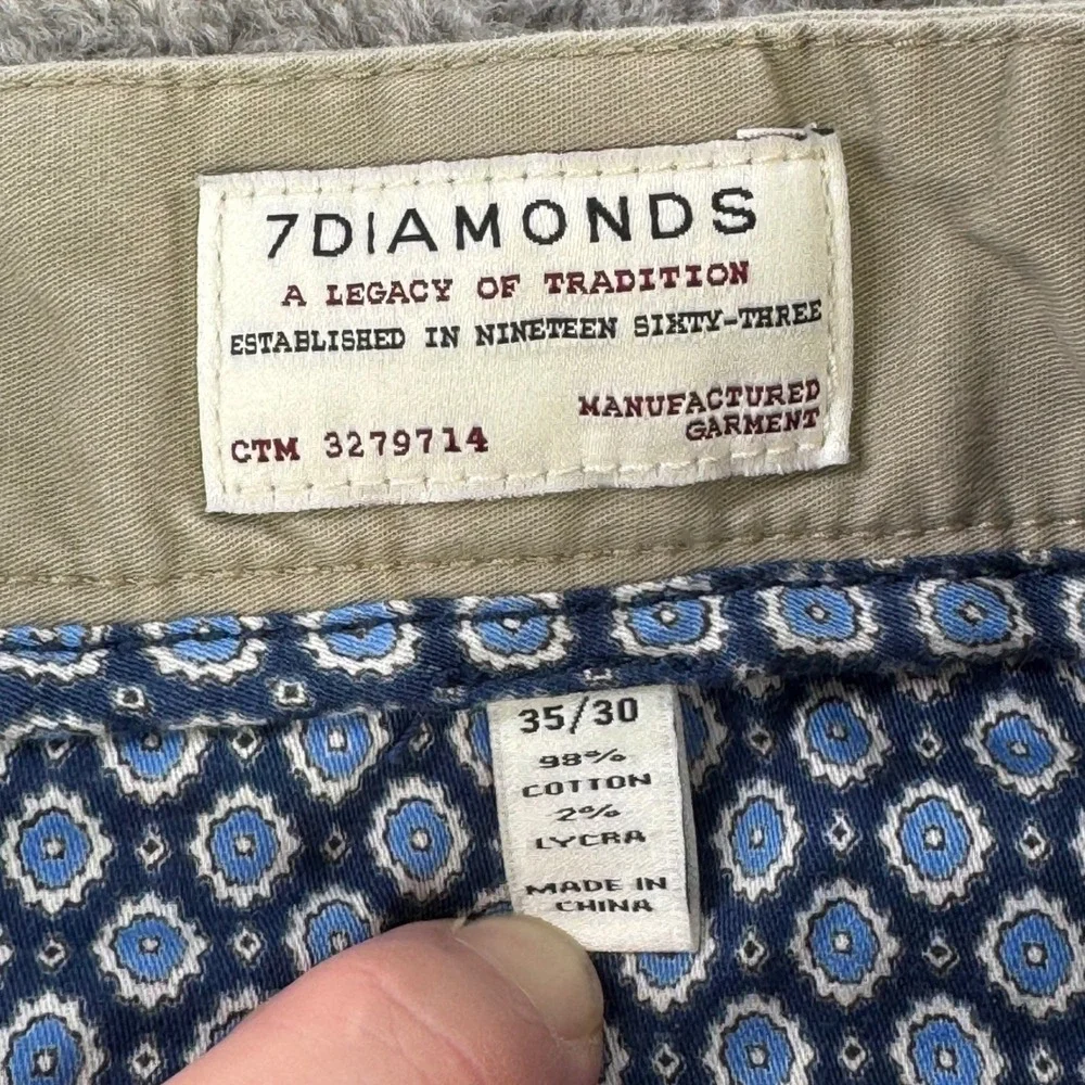 7 Diamonds Mens Straight Fit Chino Pants Tan Khaki Stretch 35x30‎ CTM 3279714